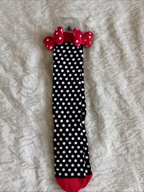 Disney Black & White Polka Dot Socks with Red Accents and Minnie Bows